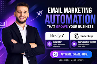 setup klaviyo flows mailchimp email marketing automation  campaigns