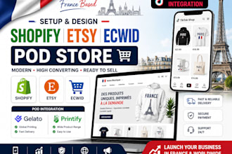 setup france etsy shopify ecwid pod store tiktok shop integrate gelato printify