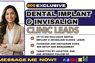 get exclusive 800 dental implant and invisalign clinic leads, via google ads