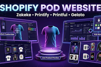 design shopify printify zakeke kickflip customily shineon lumise pod website