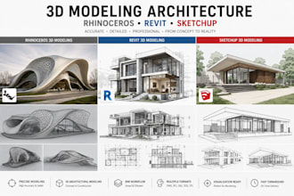 3d modeling architecture with rhinoceros, revit, sketchup, autocad autodesk