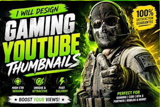 design professional gaming youtube thumbnails