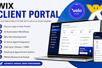 develop client portal using wix velo with automation, ai voice agent integration