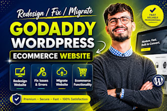 redesign godaddy website fix migrate godaddy wordpress ecommerce website