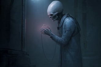 do a sci fi horror and fantasy scene concept art illustrations