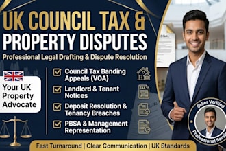 draft UK council tax appeals, landlord dispute letters, and legal notices