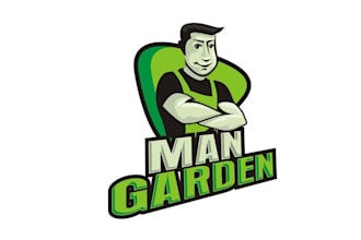 make strong blokey gardening logo for man garden