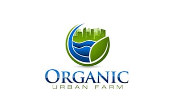 make sustainable farming logo with organic urban farm aqua