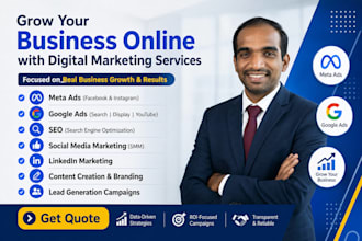 setup and manage facebook, instagram, google ads, SEO and linkedin marketing