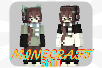 make custom high quality minecraft skin for pvp, youtube, java and bedrock