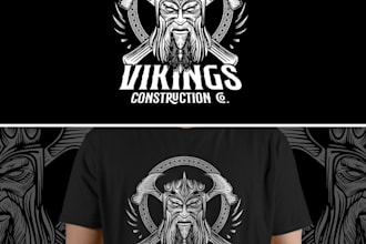 design a viking and nordic themed t shirt for your construction company