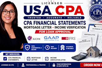 prepare US CPA certified financial statement, profit and loss, income statement