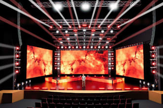 design festival stage interior, musical stage decor,theatre performance lighting