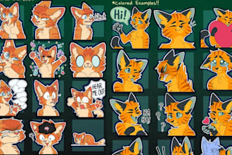 draw furry discord emotes, telegram stickers and twitch furry emotes badges