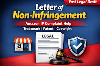 draft a letter of non infringement for patent or trademark amazon disputes