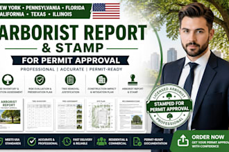 do california, texas, illinois arborist report and stamp for permit approval