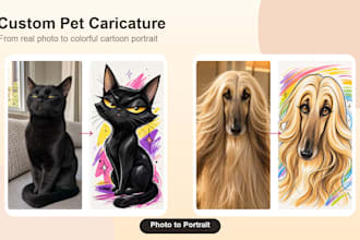draw a funny custom pet caricature portrait from your photo