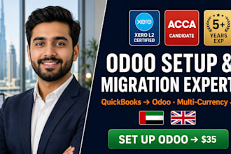 set up odoo accounting and migrate your data from quickbooks or xero