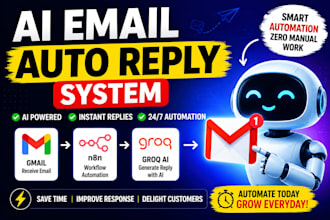 build ai email auto reply system using n8n, gmail and groq