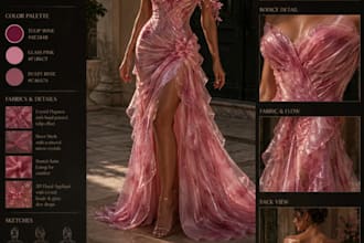 design unique couture fashion dress sketches and concptes