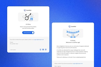 design clear and professional email templates for your caregiving app