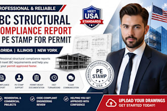 do florida, illinois, new york ibc structural compliance report and stamp permit