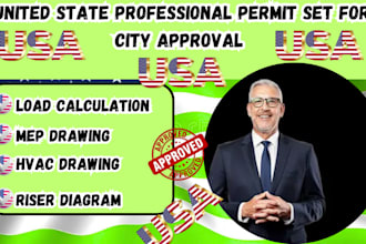 usa permit approval hvac and mep plan,riser diagram,load calculation,duct layout