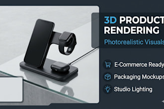 create photorealistic 3d product rendering and packaging mockups