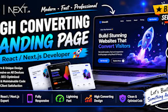 design and develop a high converting react or nextjs landing page