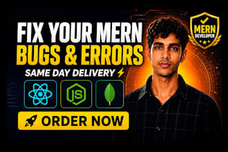 fix react js, node js, express, mongodb bugs and errors