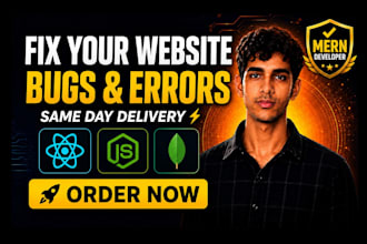 fix react js, node js, express, mongodb bugs and errors