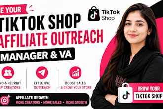 be your expert tiktok shop affiliate outreach manager and va