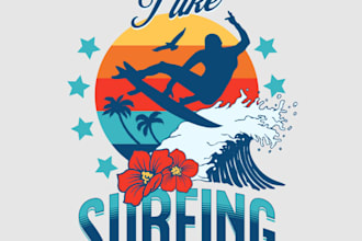 design a surfing waves of the ocean summer t shirt design