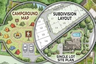 create campground maps, subdivision layout, and site plan