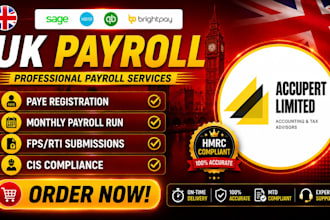 uk payroll, paye, cis, fps rti submissions and payroll setup