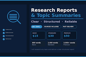 research any topic and deliver a clear structured report
