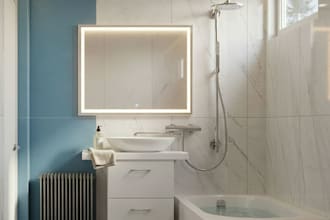 create realistic modern bathroom visualization