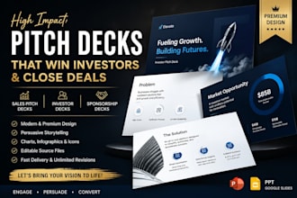 design a professional sales pitch, investor sponsorship deck