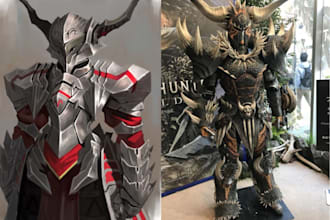 3d cosplay model, cosplay armor design, cosplay anime commission 3d helmet model