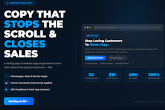 write SEO landing page and website copy as your conversion copywriter