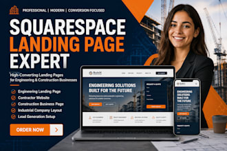 design squarespace landing page for engineering, industrial and construction