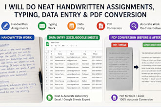 do data entry , pdf to excel , handwritten assignments