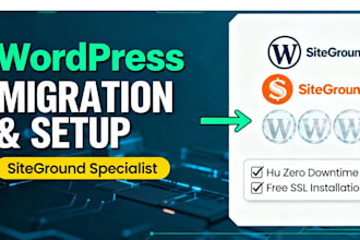 migrate wordpress website, setup siteground hosting and install ssl