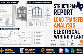 design texas structural report, load transfer analysis, electrical wiring plans