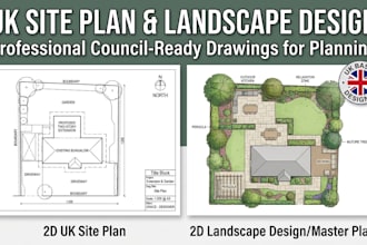 draw UK site plan, plot plan, and landscape plan for planning