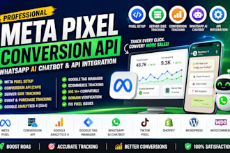 setup meta facebook pixel conversion API, whatsapp ai chatbot, api integration