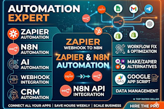 fix, setup ai zapier n8n automation, zapier webhook n8n api n8n workflow expert