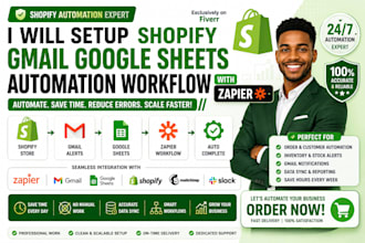 setup shopify gmail google sheets automation workflow with zapier