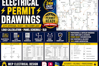 create electrical permit drawings load calculation and panel schedule
