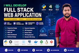 build full stack web app with python,react,server deployment